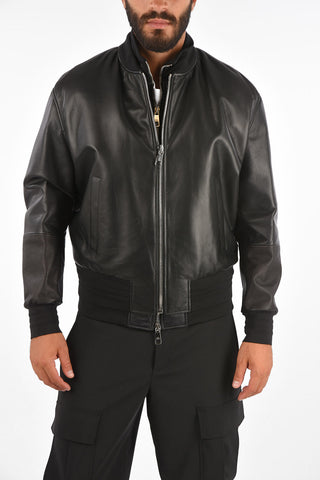 TRAVEL Soft Leather Bomber with Quilted Inner Vest