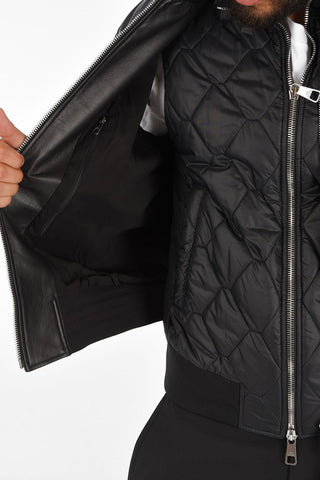 TRAVEL Soft Leather Bomber with Quilted Inner Vest