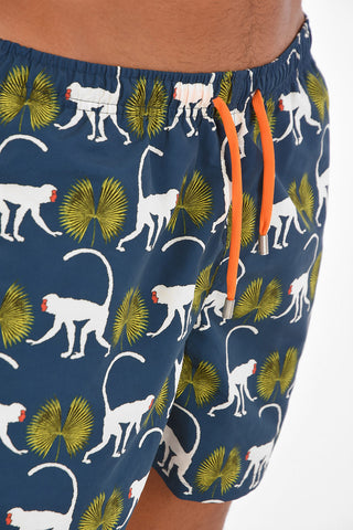 Costume a Due Tasche con Stampa Scimmie