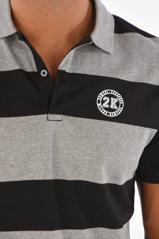 ARMANI EXCHANGE striped 3 button polo shirt