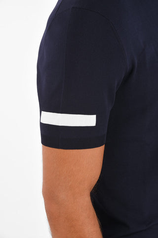 Contrasting Sleeve Band Knit T-Shirt