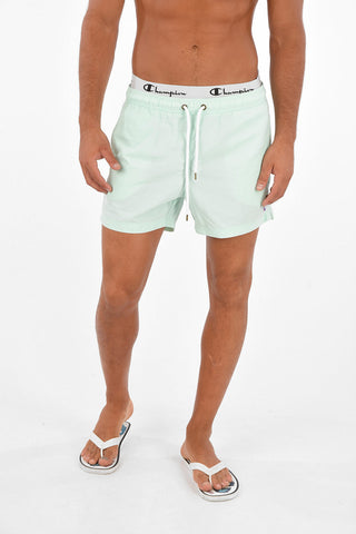 Logo Printed Elastic Waist Band Swimshorts