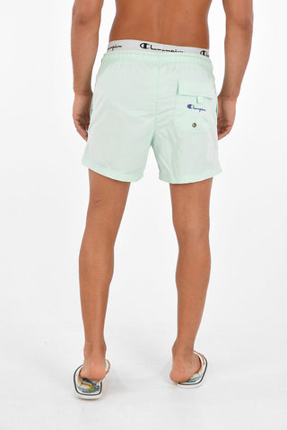 Logo Printed Elastic Waist Band Swimshorts