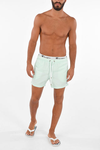 Logo Printed Elastic Waist Band Swimshorts