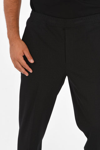 Pinstriped Drawstring Slim Fit Pants
