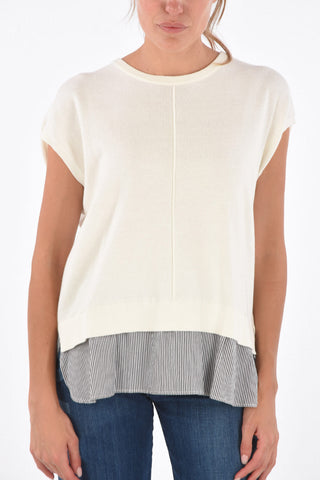 ARMANI EXCHANGE Sleeveless Asymmetrical Striped Hem Sweater