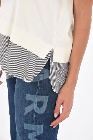 ARMANI EXCHANGE Sleeveless Asymmetrical Striped Hem Sweater