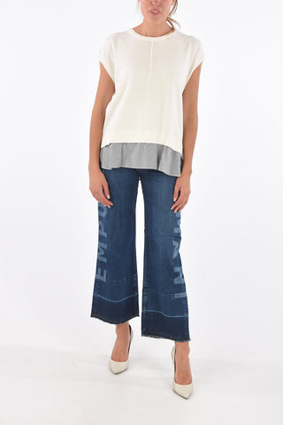 ARMANI EXCHANGE Sleeveless Asymmetrical Striped Hem Sweater