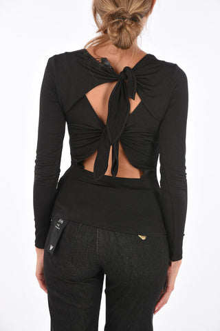 ARMANI EXCHANGE Stretch Back Bow Closure Sweater