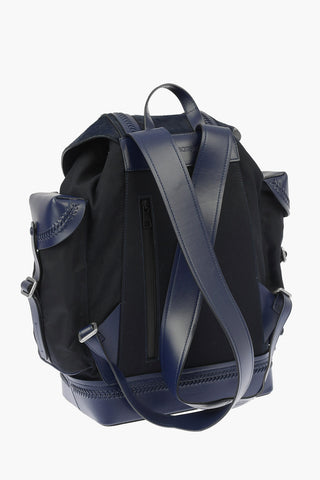 Leather and fabric backpack with ponyskin detail