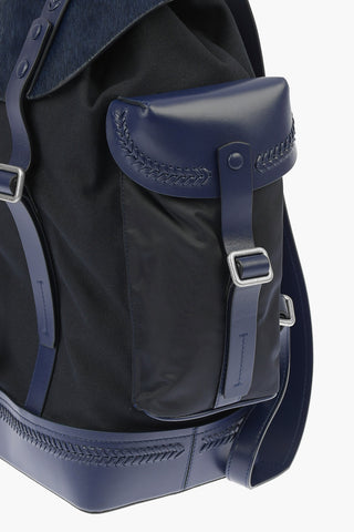 Leather and fabric backpack with ponyskin detail