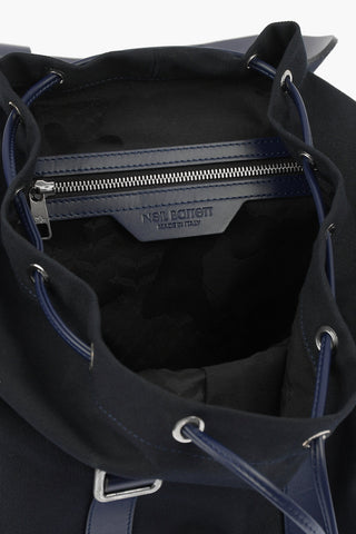 Leather and fabric backpack with ponyskin detail