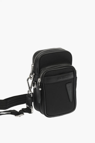 Fabric Crossbody Bag with Leather Trimmings