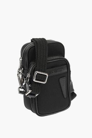 Fabric Crossbody Bag with Leather Trimmings