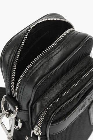 Fabric Crossbody Bag with Leather Trimmings