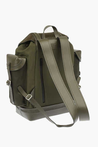 Leather and fabric backpack with ponyskin detail
