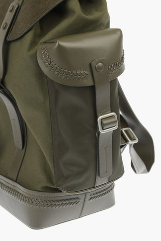 Leather and fabric backpack with ponyskin detail