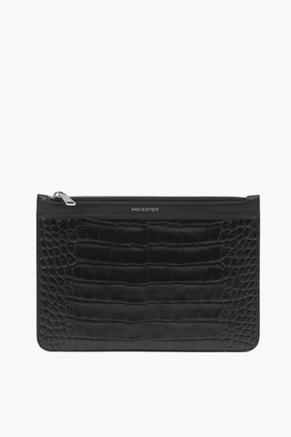 crocodile print leather pouch