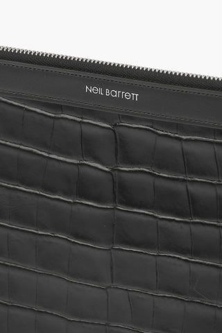 crocodile print leather pouch