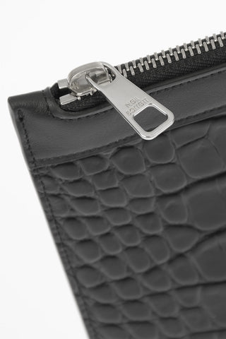 crocodile print leather pouch