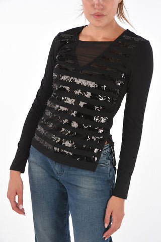 ARMANI EXCHANGE Maglia Scollo a V con Paillettes