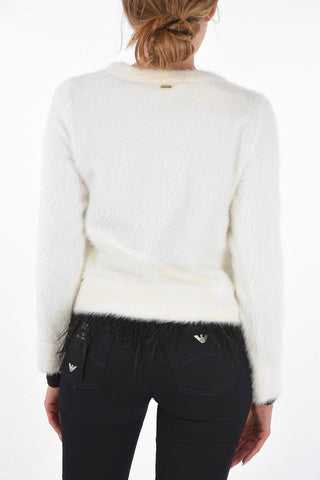 ARMANI EXCHANGE Ostrich Feather Removable Crew-Neck Sweater