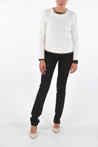 ARMANI EXCHANGE Ostrich Feather Removable Crew-Neck Sweater