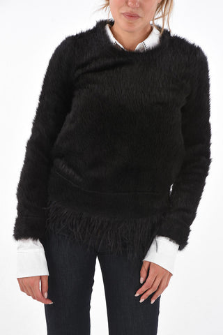 ARMANI EXCHANGE  Ostrich Feather Removable Crew-Neck Sweater