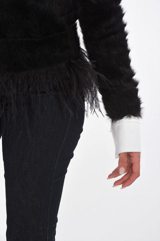 ARMANI EXCHANGE  Ostrich Feather Removable Crew-Neck Sweater