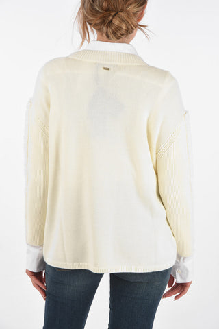 ARMANI EXCHANGE Faux Shearling Details V-Neck Sweater