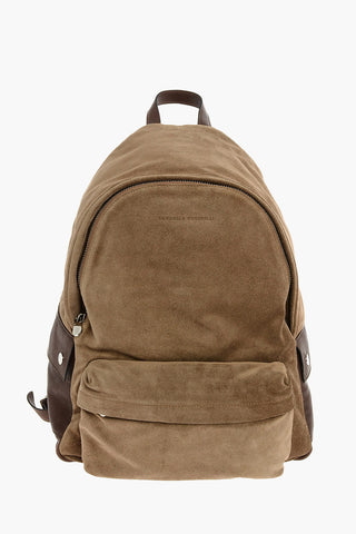 Suede Backpack with 3 Outer Pockets