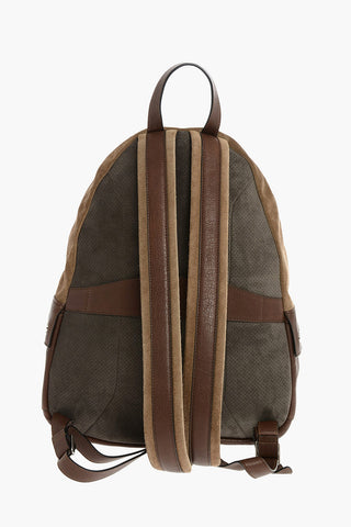 Suede Backpack with 3 Outer Pockets