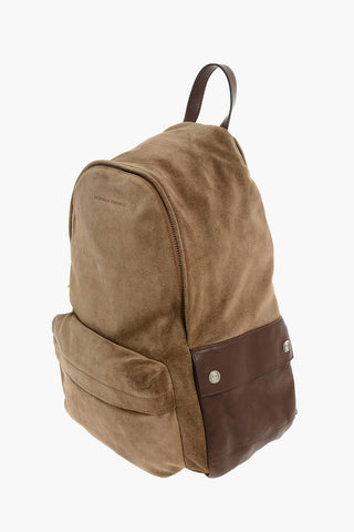 Suede Backpack with 3 Outer Pockets