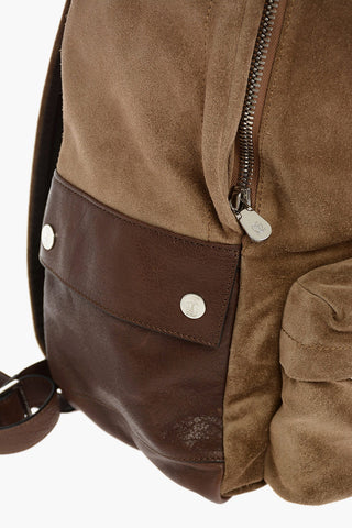 Suede Backpack with 3 Outer Pockets
