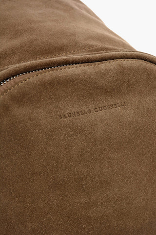 Suede Backpack with 3 Outer Pockets