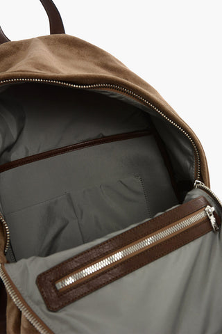 Suede Backpack with 3 Outer Pockets