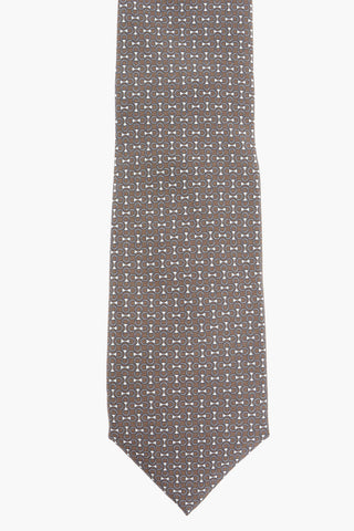 Micro Horsebit Printed Silk Tie