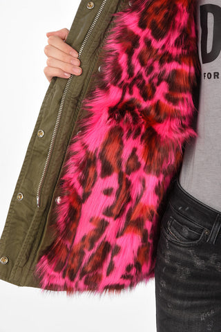Parka G-URIBE with Animal Printed Faux Fur Lining