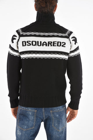 ICON Virgin Wool Crochet Turtle-Neck Sweater