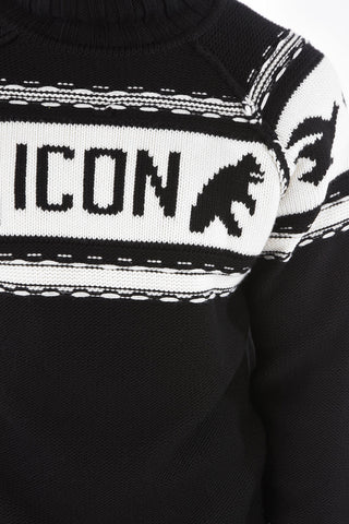 ICON Virgin Wool Crochet Turtle-Neck Sweater