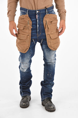Jeans Cargo Destrutturati a Cavallo Basso 22 Cm