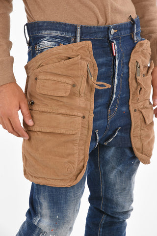 Jeans Cargo Destrutturati a Cavallo Basso 22 Cm