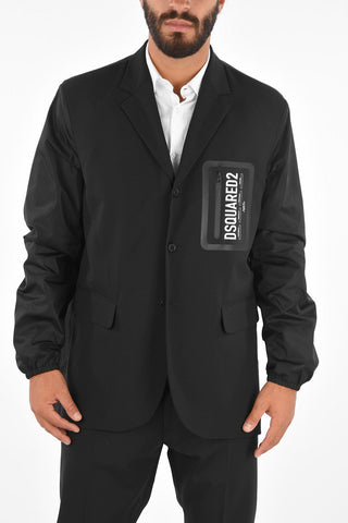 Stretch Virgin Wool Notch Lapel Blazer