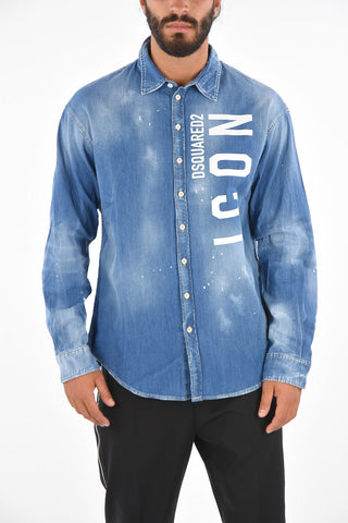 ICON Washed-Out Denim Printed Shirt