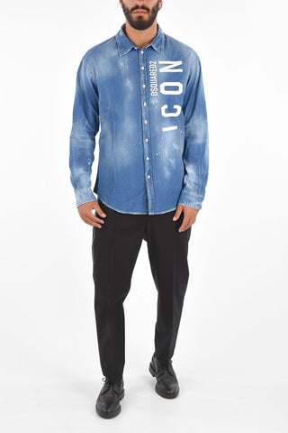 ICON Washed-Out Denim Printed Shirt