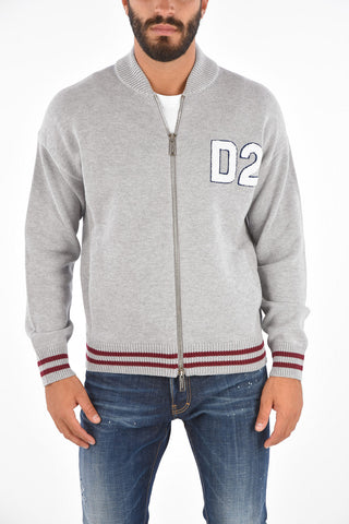 Embroidered Logo Full-Zipped Cardigan