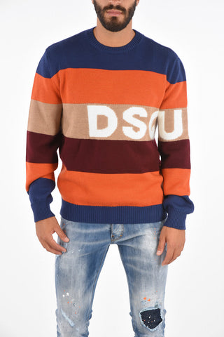 Striped Maxi Logo Crew-Neck Sweater