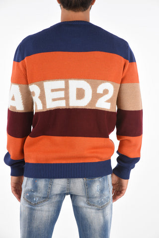 Striped Maxi Logo Crew-Neck Sweater