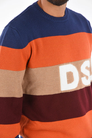 Striped Maxi Logo Crew-Neck Sweater