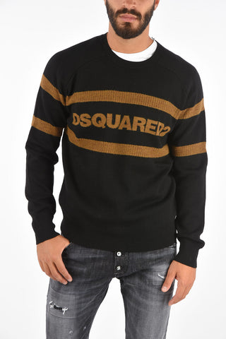 Wool Contrast Carved Sweater